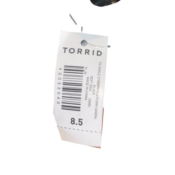NWT Torrid Tie Ankle Strappy Flatform Sandals Black Size 8.5 Extra Wide Width - Picture 12 of 12